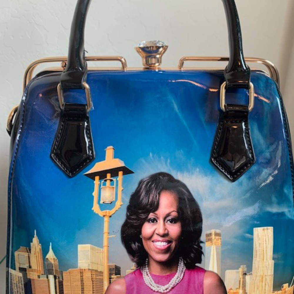 MICHELLE OBAMA RHINESTONE TOP HANDLE BAG